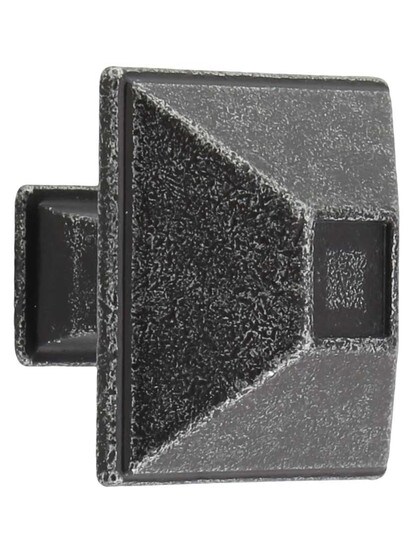Tahoe Rustic Cabinet Knob - 1 1/4 inch Square in Distressed Antique Silver.
